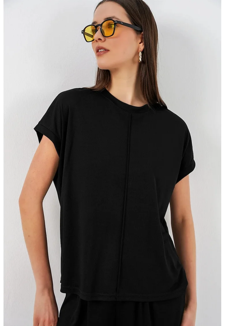 Tricou dama,  Poliester/Modal, Negru