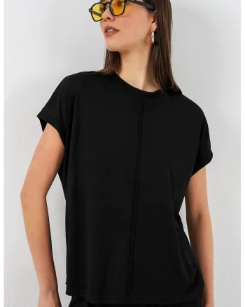 Tricou dama,  Poliester/Modal, Negru