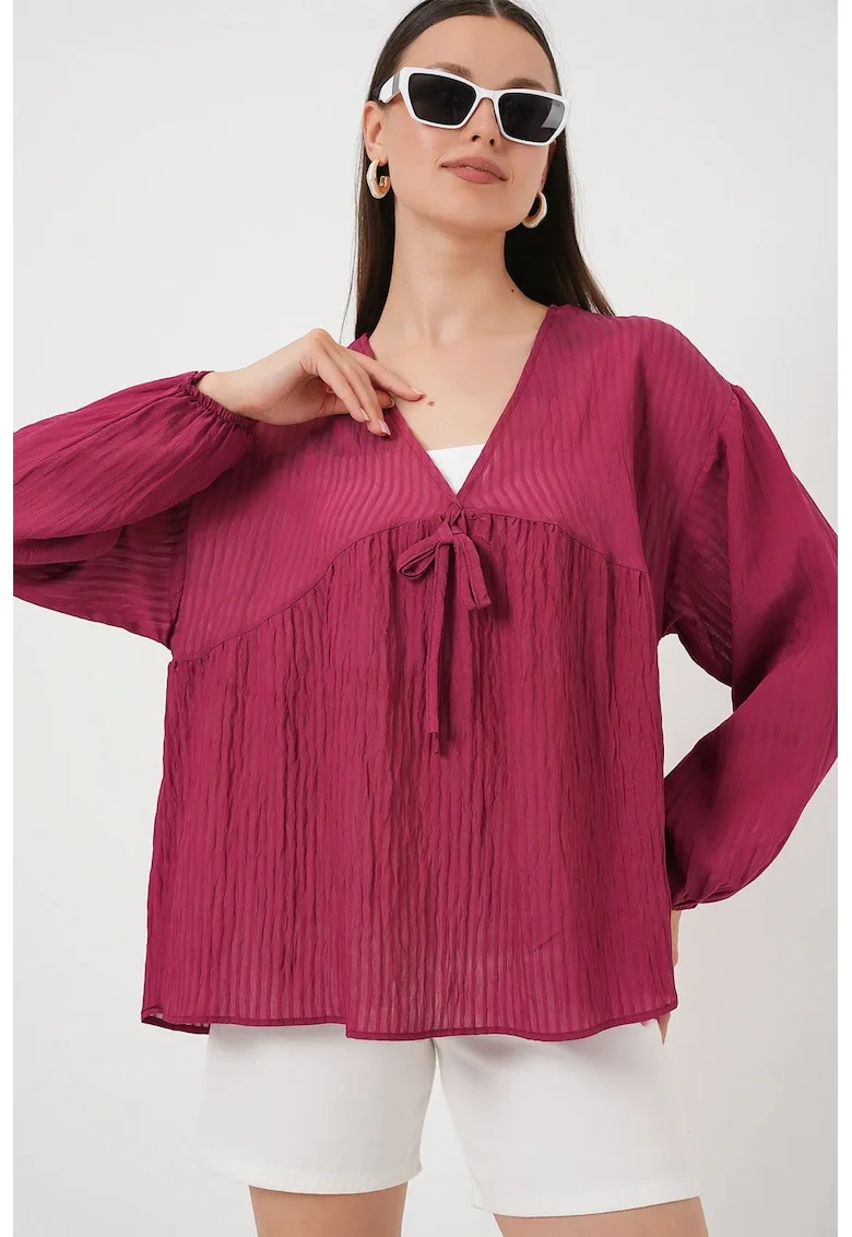 Bluza pentru dama,  Bordeaux, Decolteu in V