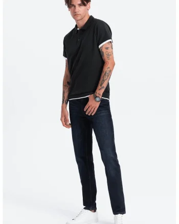 Tricou polo din bumbac pique, Negru