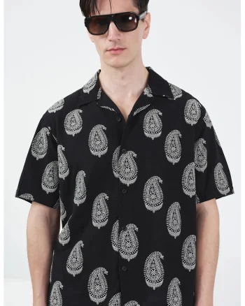 Camasa barbati,  Regular Fit, alb/negru, poliamida