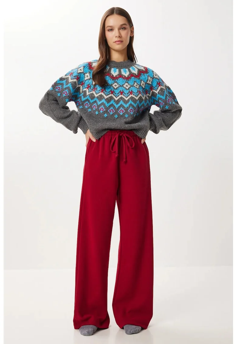 Pantaloni Happiness Istanbul, elastic, rosu, poliester
