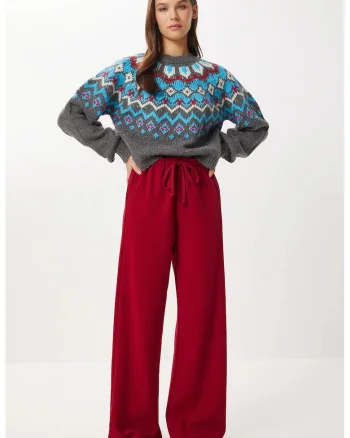 Pantaloni Happiness Istanbul, elastic, rosu, poliester
