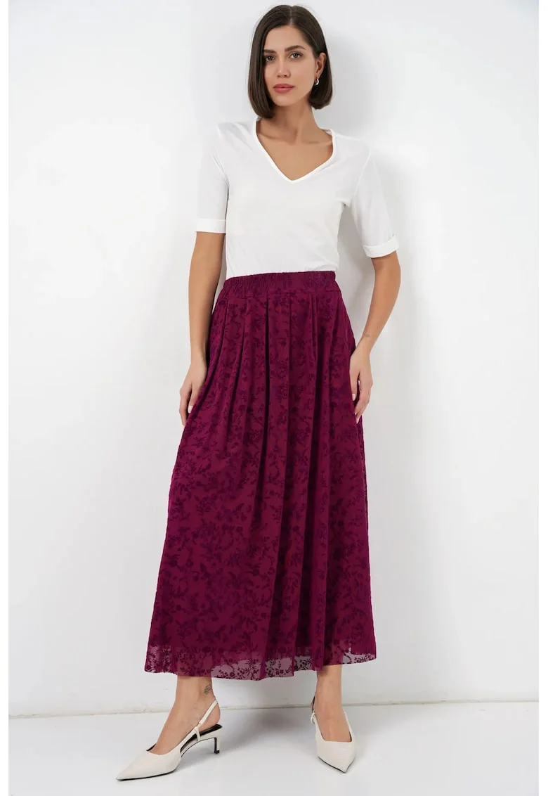 Fusta maxi  cu talie inalta, imprimeu floral, bumbac