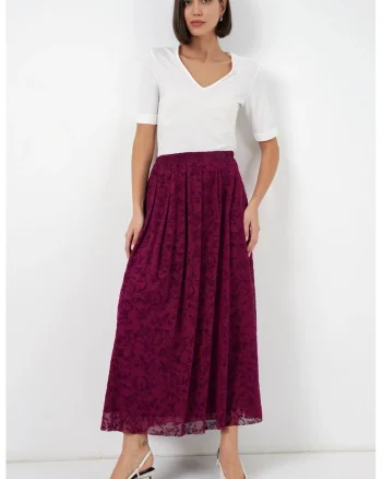 Fusta maxi  cu talie inalta, imprimeu floral, bumbac