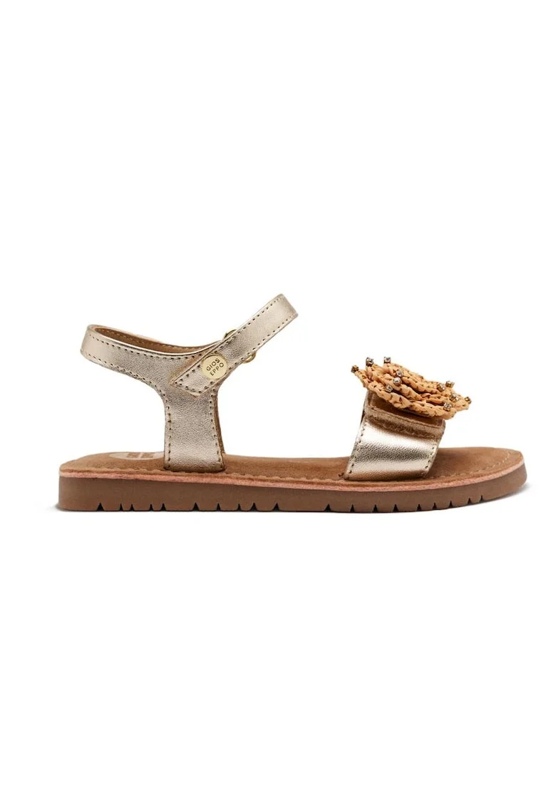 Sandale din piele cu aplicatie cu model floral Buchanan, Auriu