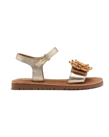 Sandale din piele cu aplicatie cu model floral Buchanan, Auriu