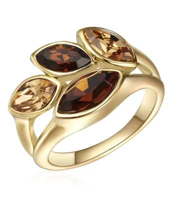 Inel placat cu aur de 14K, cu cristale