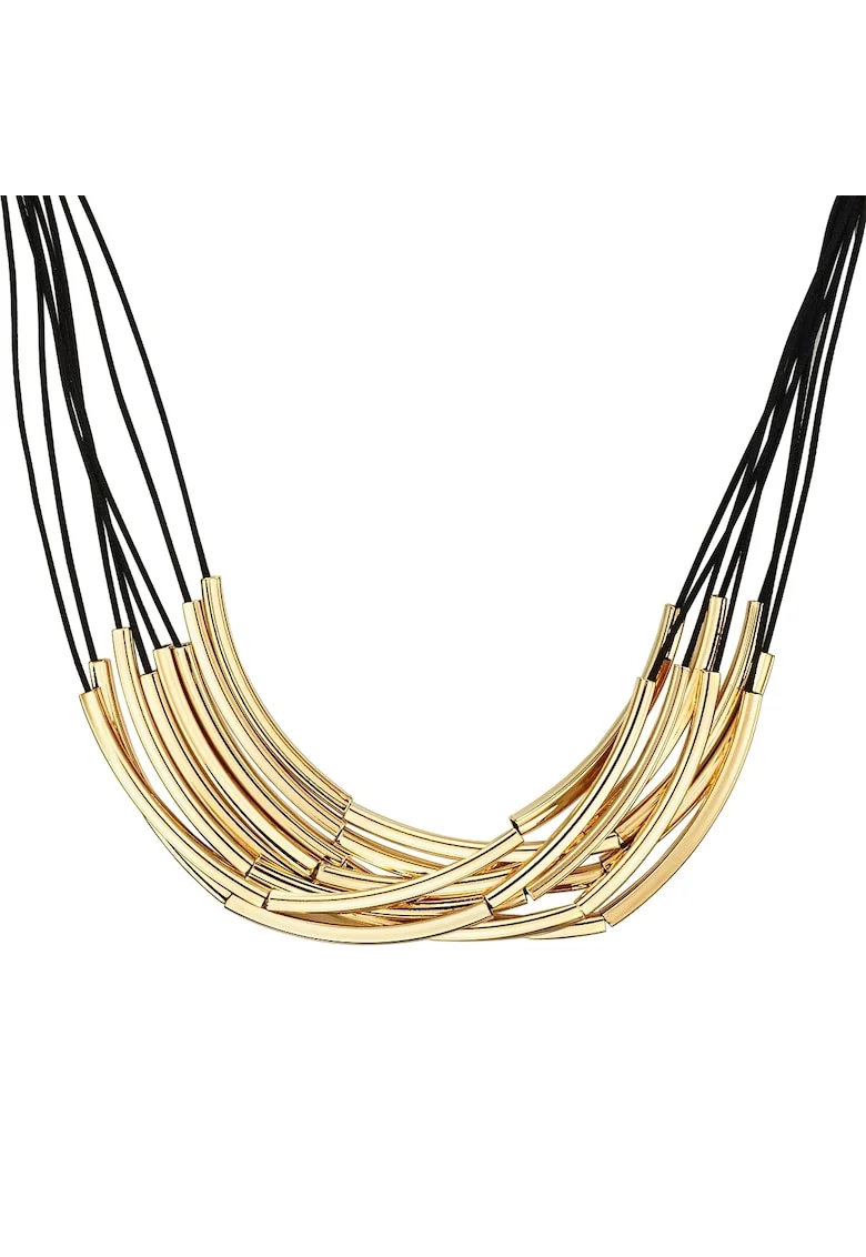 Colier placat cu aur de 14K, cu siraguri multiple, Auriu