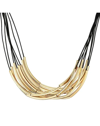 Colier placat cu aur de 14K, cu siraguri multiple, Auriu