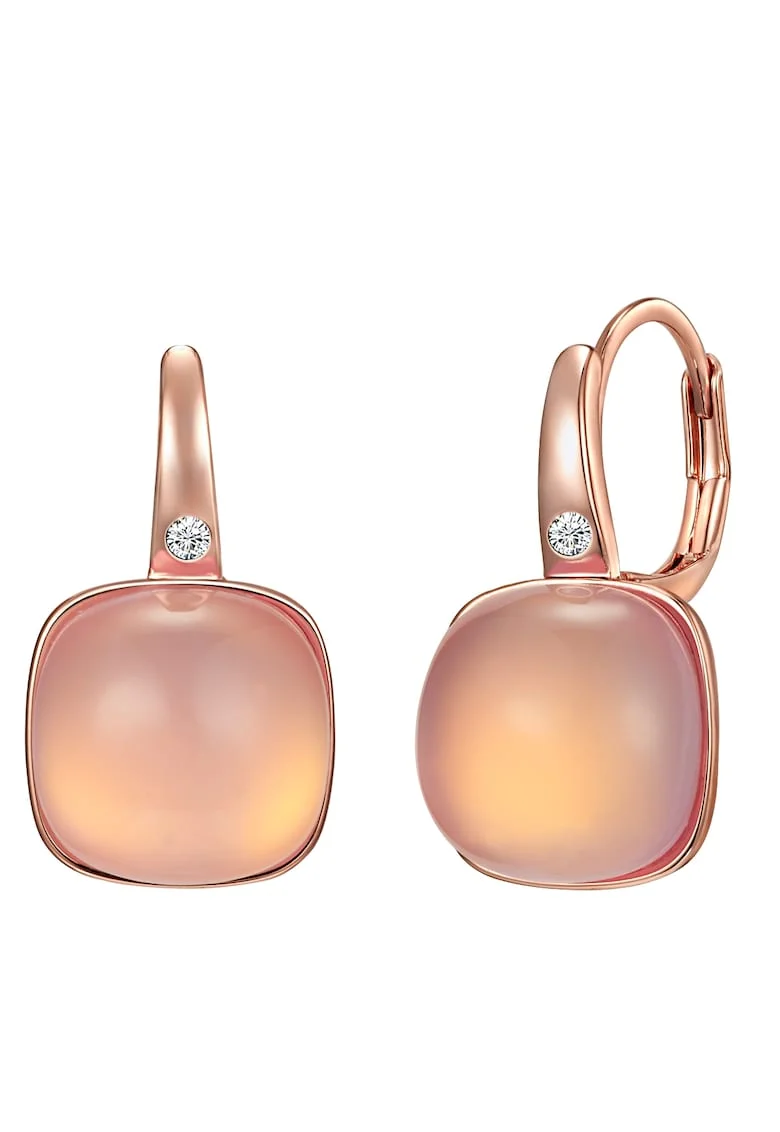 Cercei placati cu aur de 14K si decorati cu cristale, Auriu rose