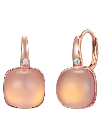 Cercei placati cu aur de 14K si decorati cu cristale, Auriu rose
