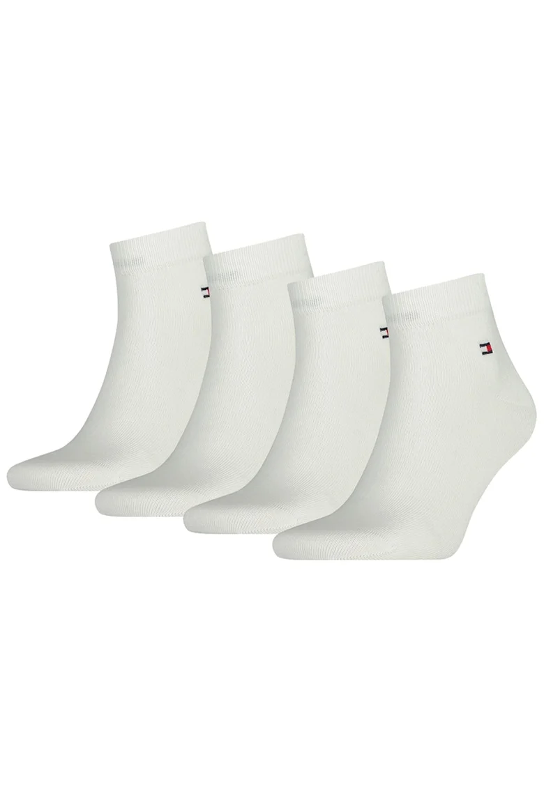 Set de sosete scurte cu logo discret 14171 - 4 perechi, Alb