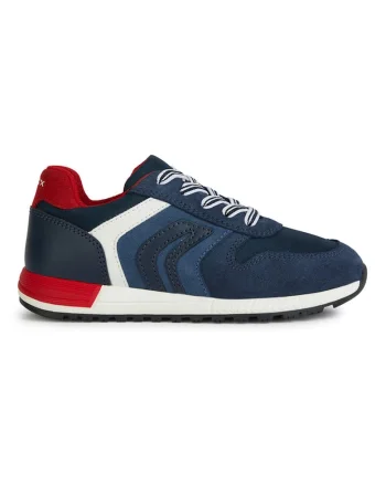 Pantofi sport cu sireturi si insertii de piele intoarsa, Albastru/Bleumarin