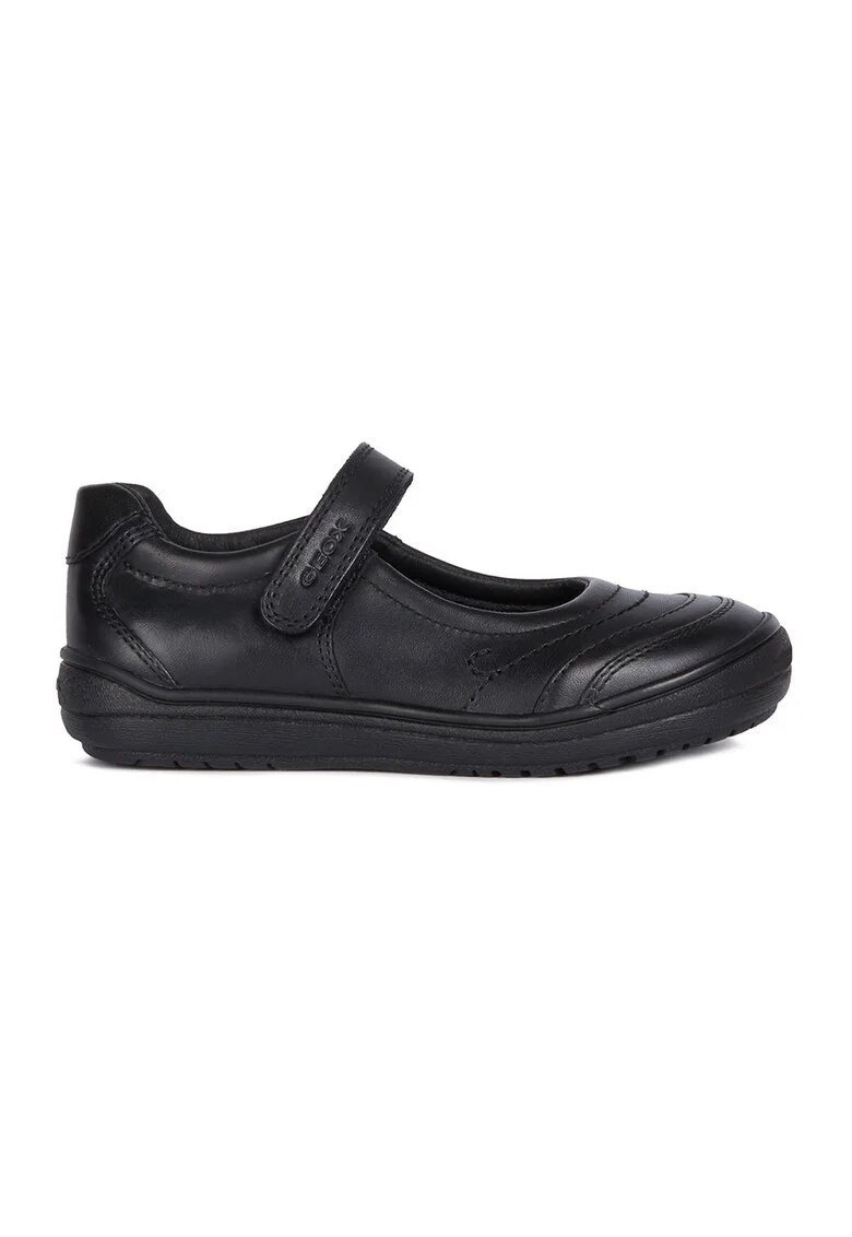 Balerini de piele cu velcro, Negru