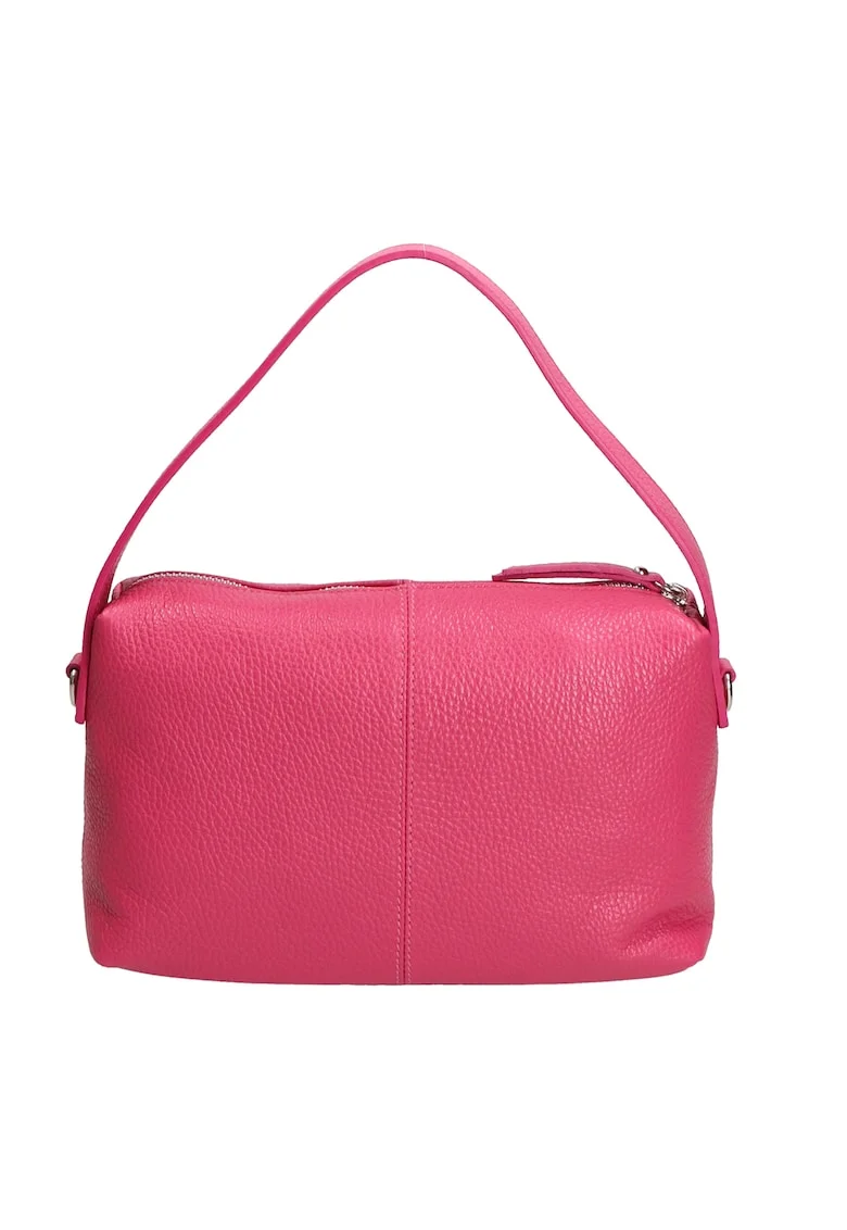 Geanta de piele cu bareta detasabila, Fucsia