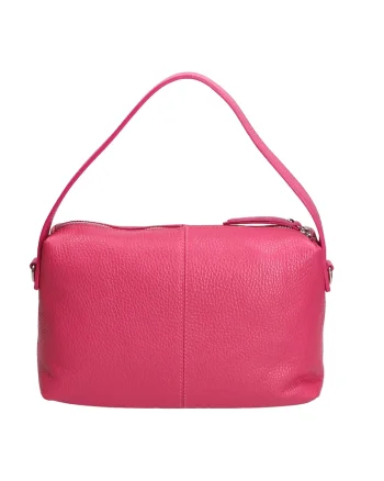 Geanta de piele cu bareta detasabila, Fucsia