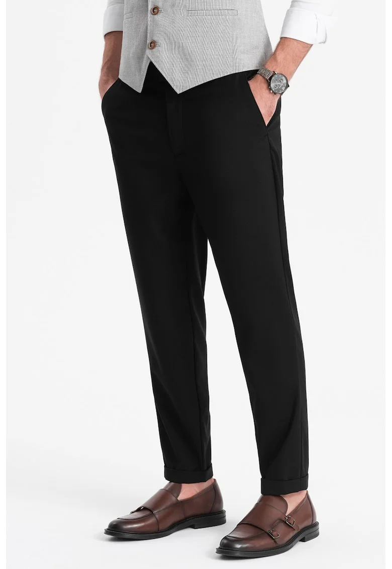 Pantaloni chino cu buzunare oblice, Negru