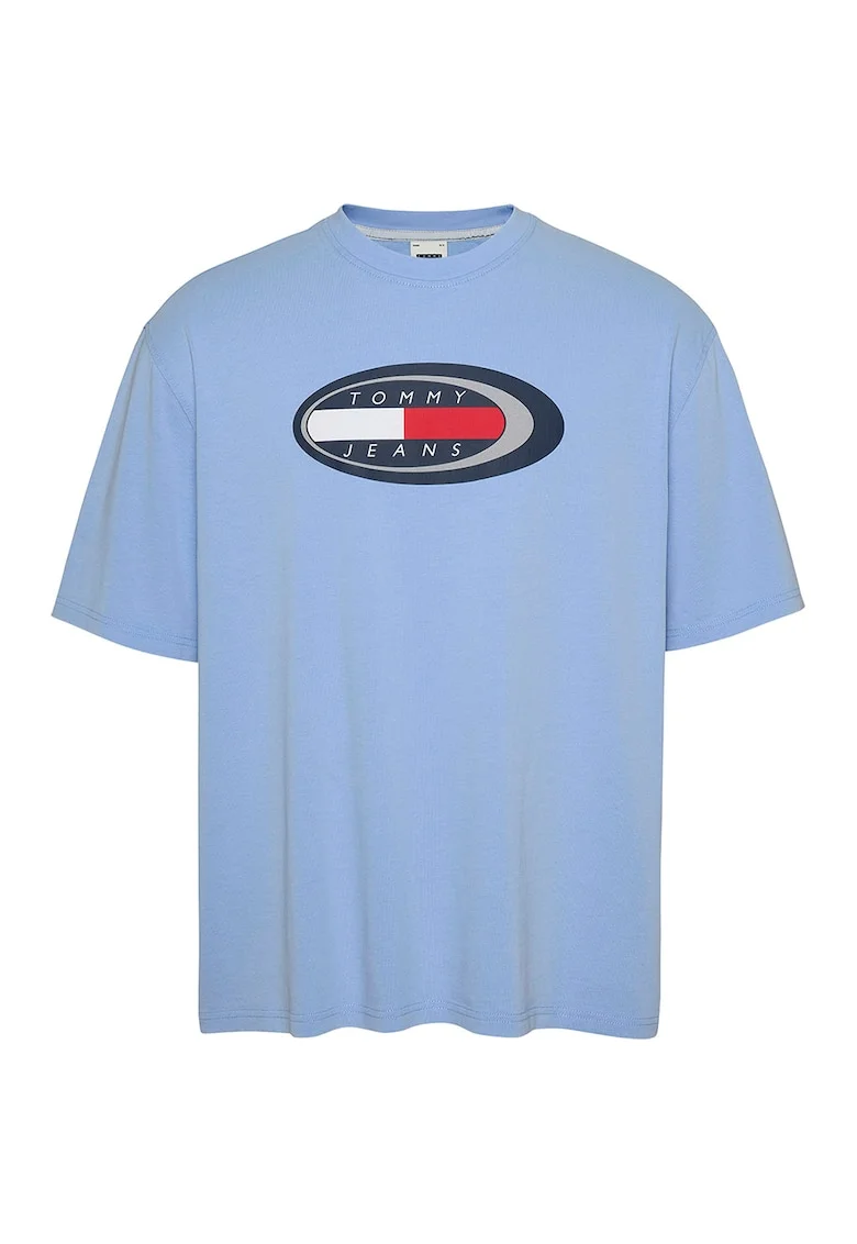Tricou din bumbac cu imprimeu logo, Albastru deschis