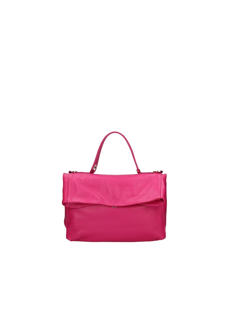 Geanta convertibila din piele, Fucsia