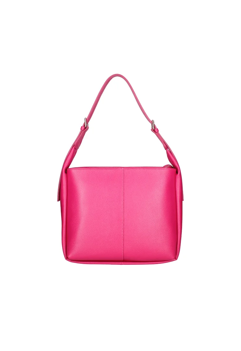 Geanta din piele cu bareta de umar, Fucsia