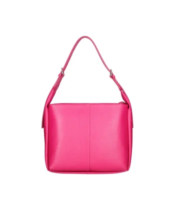Geanta din piele cu bareta de umar, Fucsia
