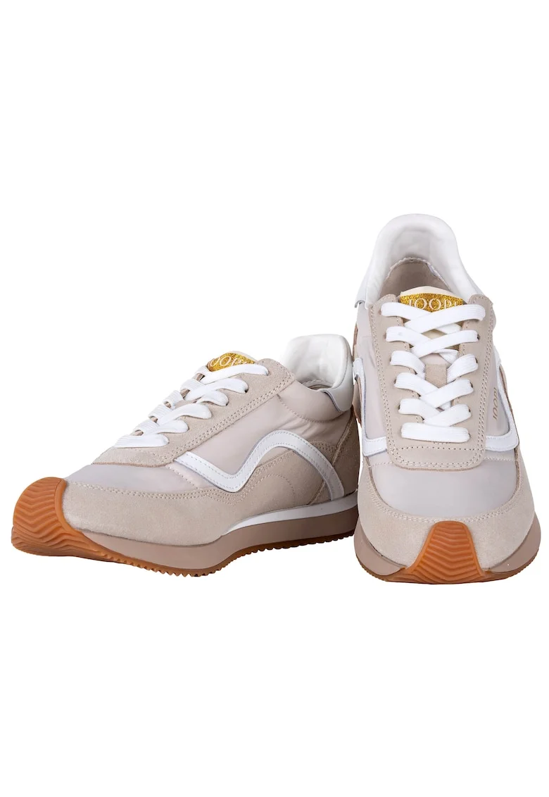Pantofi sport de piele intoarsa cu garnituri textile 26673, Bej