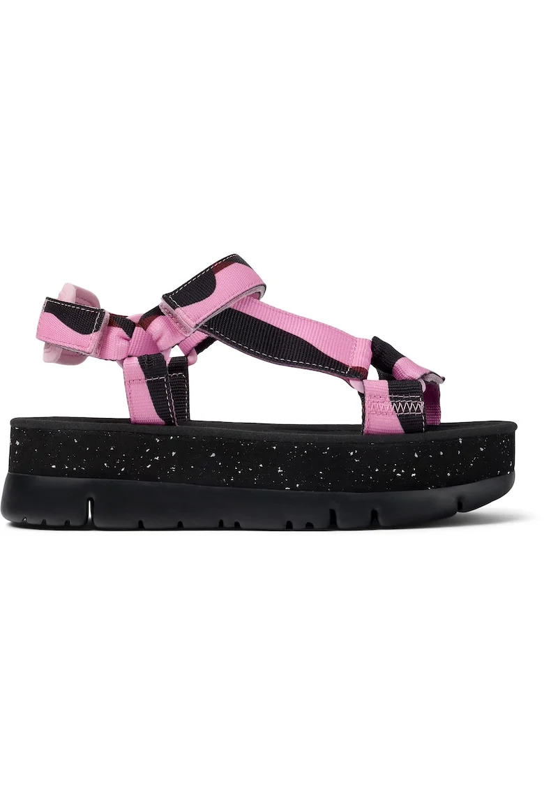 Sandale wedge din material textil Oruga Up 25743, Roz