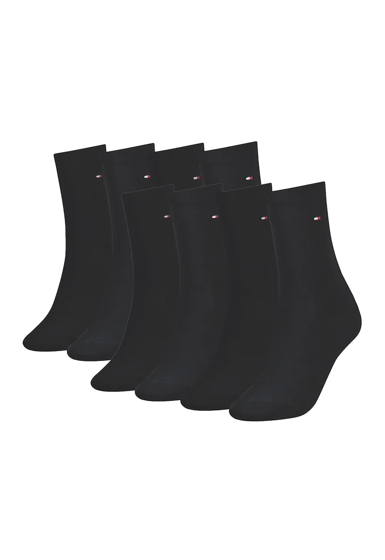 Set de sosete scurte din amestec de bumbac cu logo discret - 8 perechi, Negru