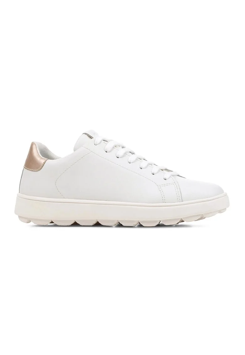Pantofi sport uni de piele peliculizata, Alb/Auriu