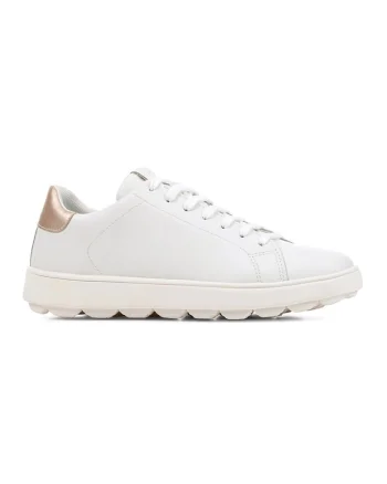 Pantofi sport uni de piele peliculizata, Alb/Auriu