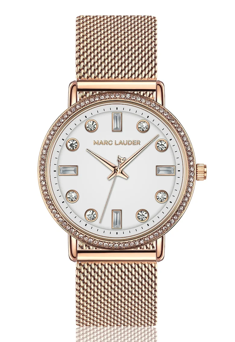 Ceas analog cu cristale, Auriu rose