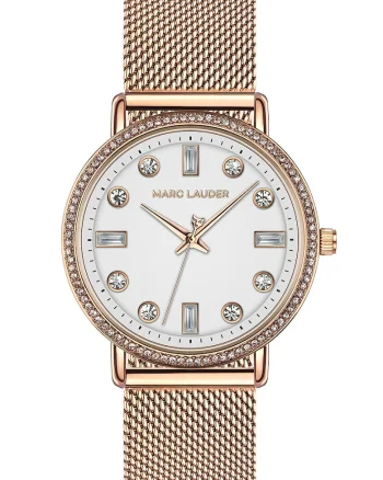 Ceas analog cu cristale, Auriu rose