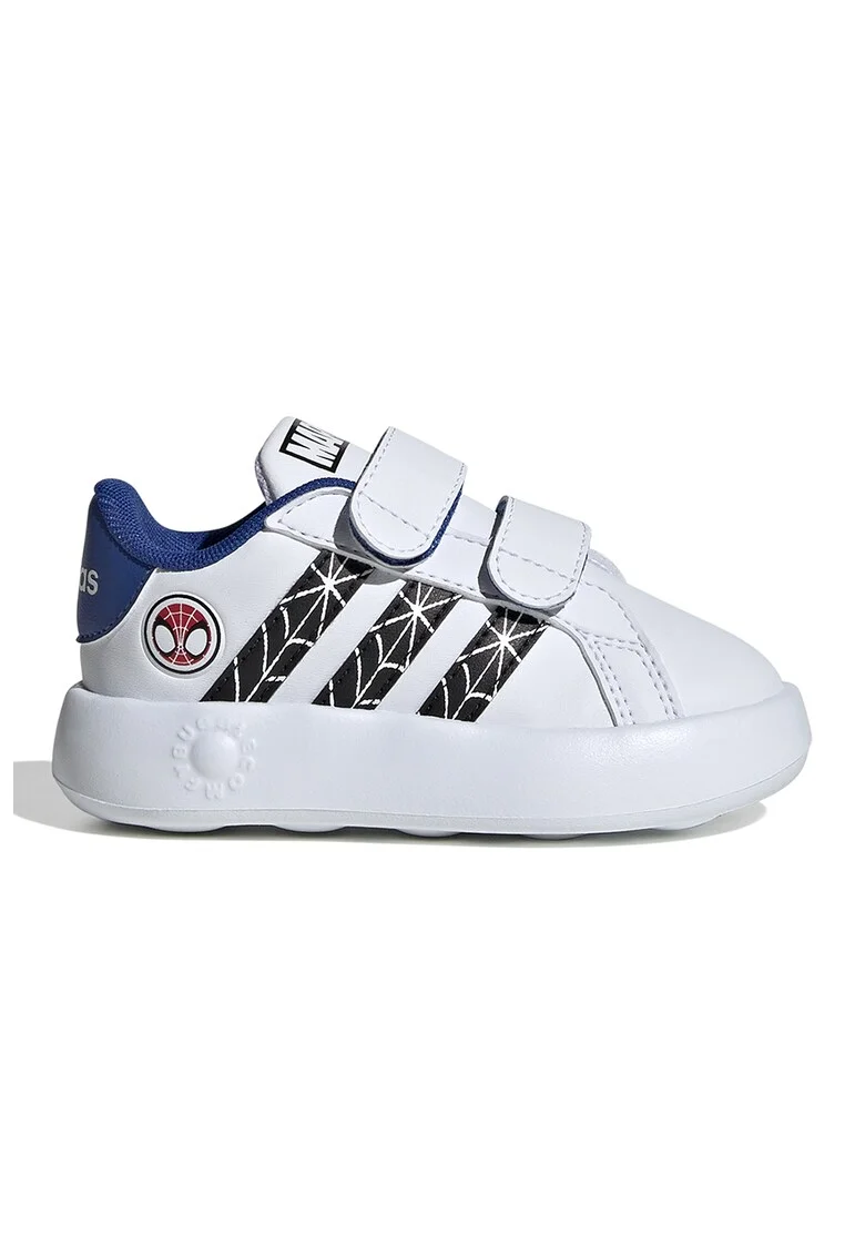 Pantofi sport de piele ecologica Grand Court Spider, Alb/Negru