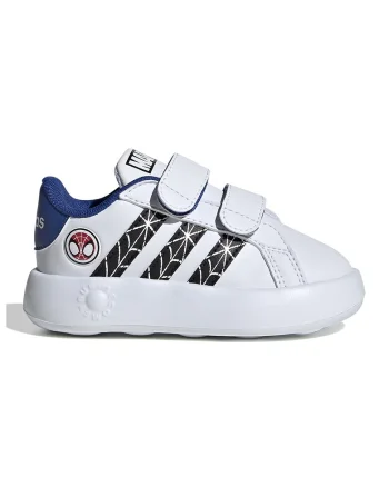 Pantofi sport de piele ecologica Grand Court Spider, Alb/Negru