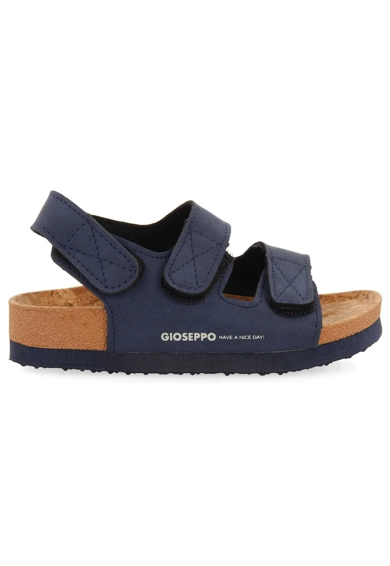 Sandale de piele ecologica cu velcro, Bleumarin