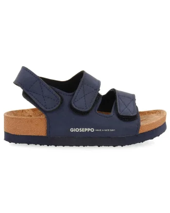 Sandale de piele ecologica cu velcro, Bleumarin