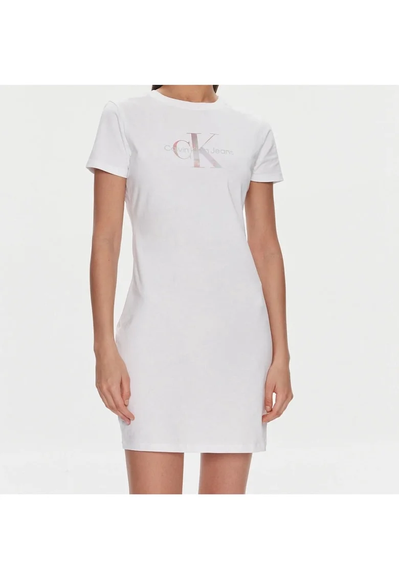 Rochie din bumbac cu print logo,