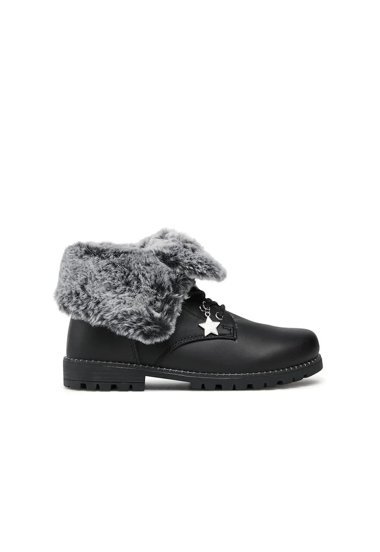 Botine dama,  69527, Piele ecologica, Negru