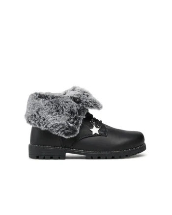 Botine dama,  69527, Piele ecologica, Negru