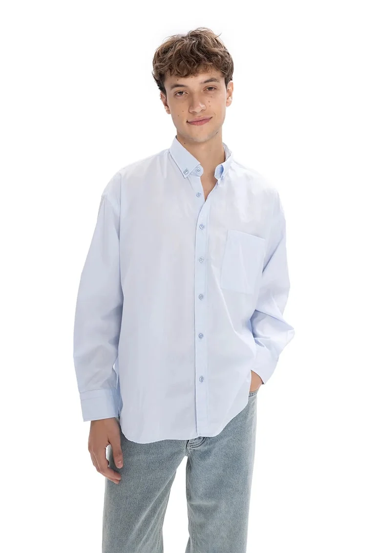 Camasa barbati,  Regular Fit, albastru deschis, bumbac-elastan, cu buzunar
