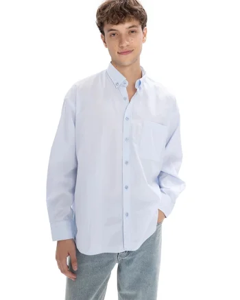 Camasa barbati,  Regular Fit, albastru deschis, bumbac-elastan, cu buzunar