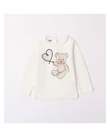 Bluza cu imprimeu pentru fetite,  4.7581, Alb Natural/Bej, Alb/Negru/Bej/Argintiu