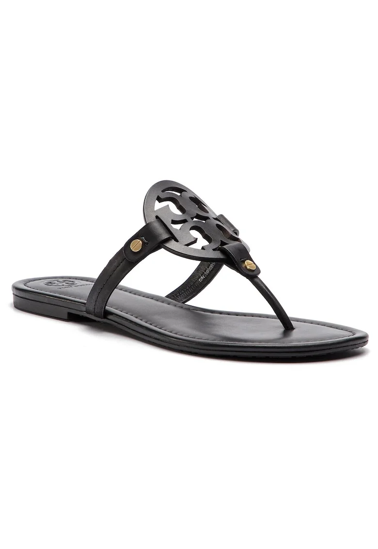Slapi dama,  piele naturala, negru, Negru