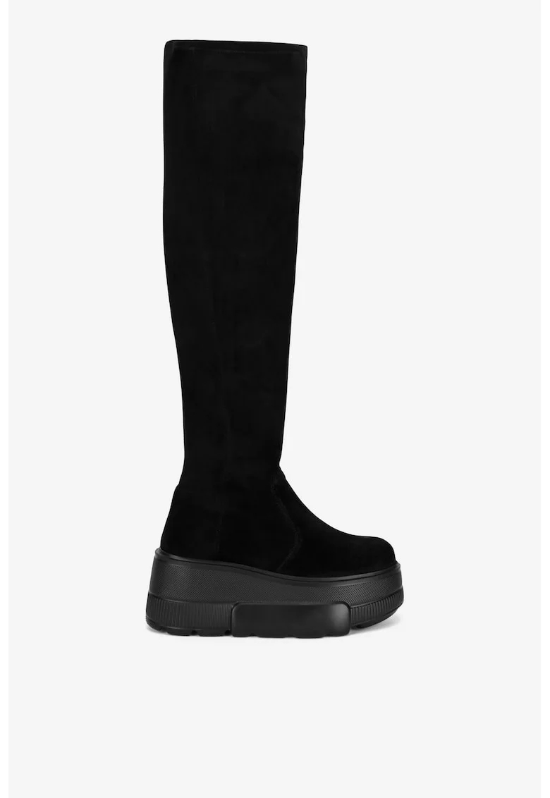 Cizme dama  5905588821915, Piele intoarsa, Negru, Negru