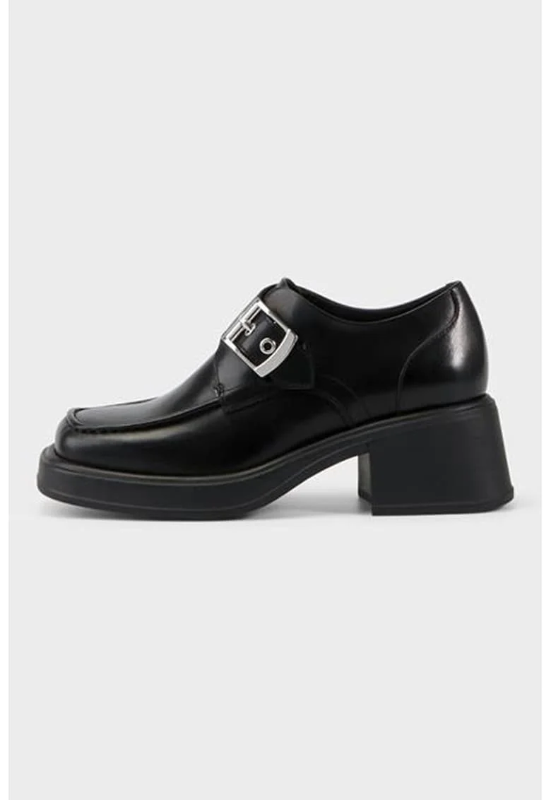 Pantofi de piele cu toc masiv, Negru