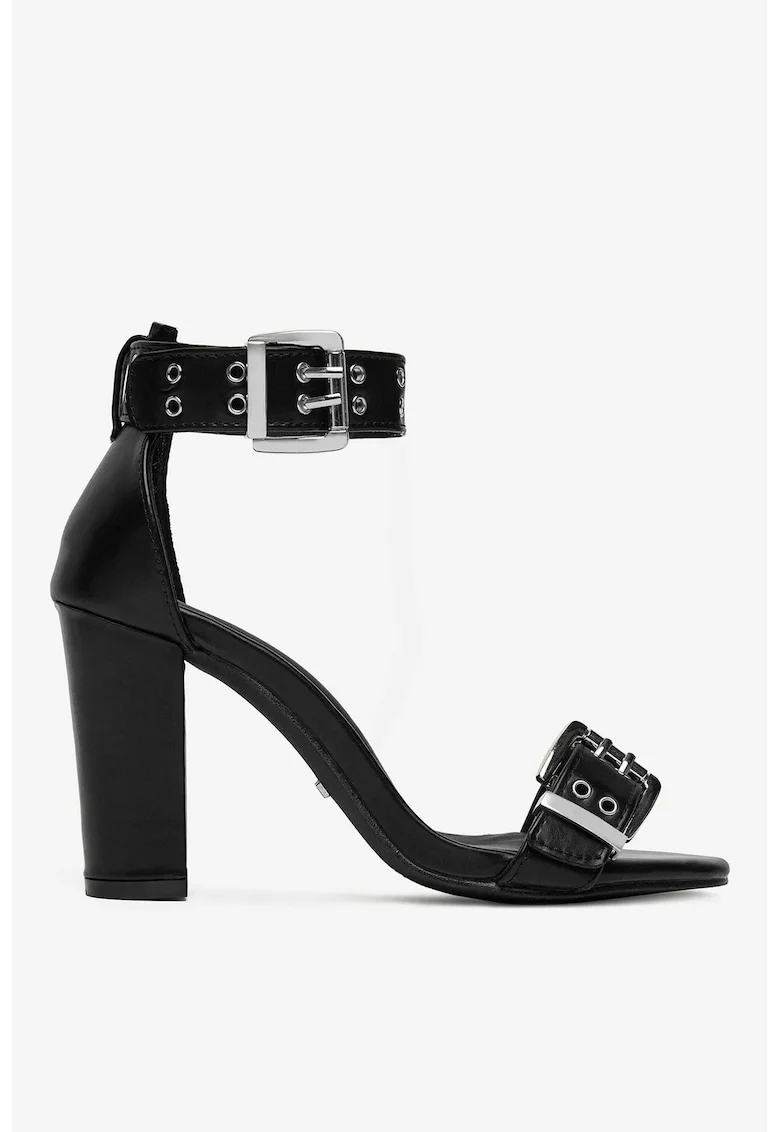 Sandale cu toc Sintetic, Negru, Negru