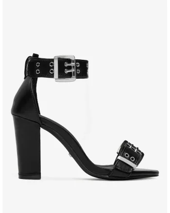 Sandale cu toc Sintetic, Negru, Negru