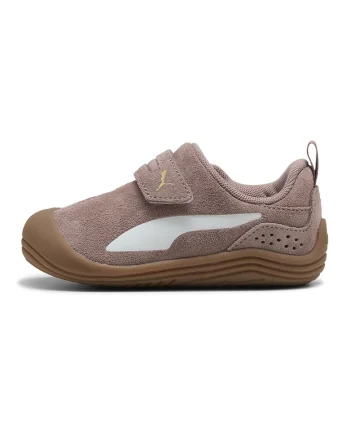 Pantofi sport Kitten Premium din piele intoarsa cu velcro, Maro pamantiu