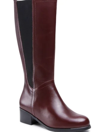Cizme dama,  piele naturala, rosu, tocul stabil, captusite, Rosu